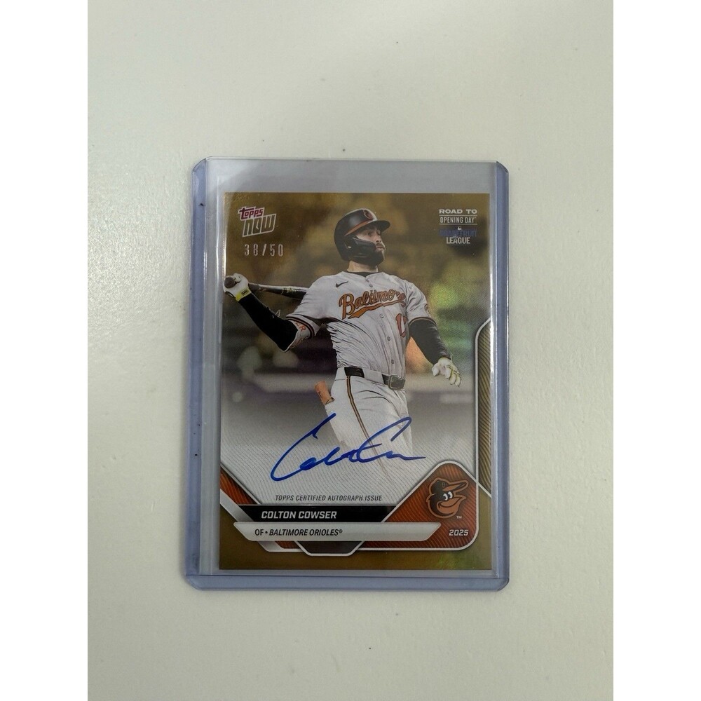 2025 Topps Now Road to Opening Day Colton Cowser Auto Gold Baseball Card #38/50